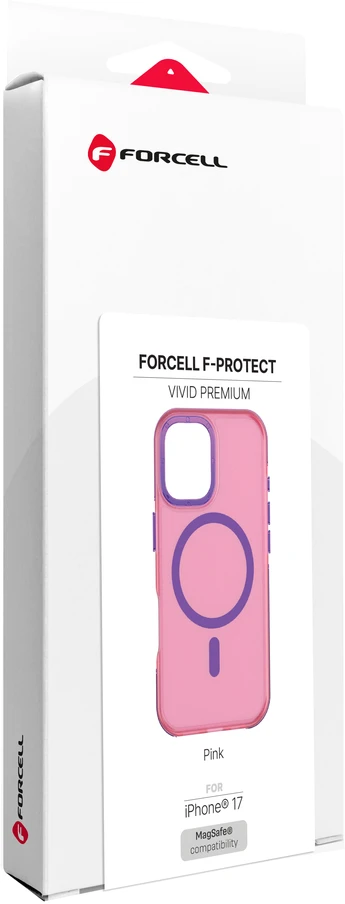 Dėklas iPhone 17 Forcell F-Protect Vivid Premium, suderinamas su MagSafe, rožinis