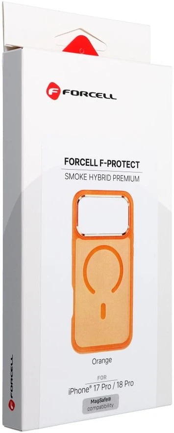 Dėklas Case for iPhone 18 Pro / 17 Pro Forcell F-Protect Smoke Hybrid Premium, suderinamas su MagSafe, oranžinė