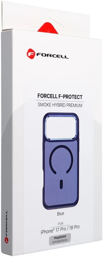 Dėklas, skirtas iPhone 18 Pro / 17 Pro Forcell F-Protect Smoke Hybrid Premium, suderinamas su MagSafe, tamsiai mėlynas