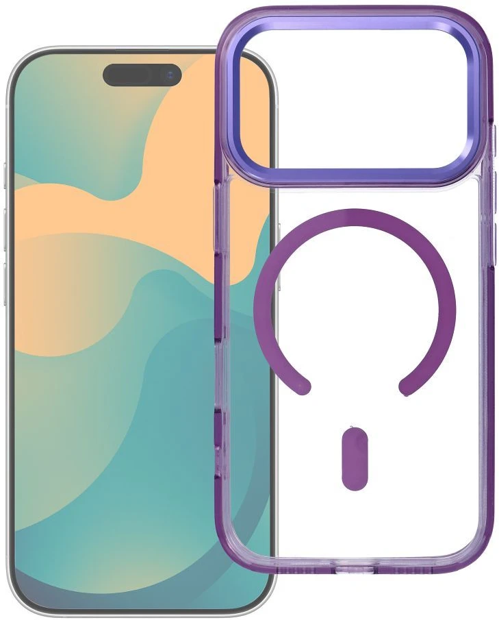 Dėklas Oem Case for iPhone 18 Pro / 17 Pro Frame Clear Hybrid Mag Cover compatible with MagSafe juodas