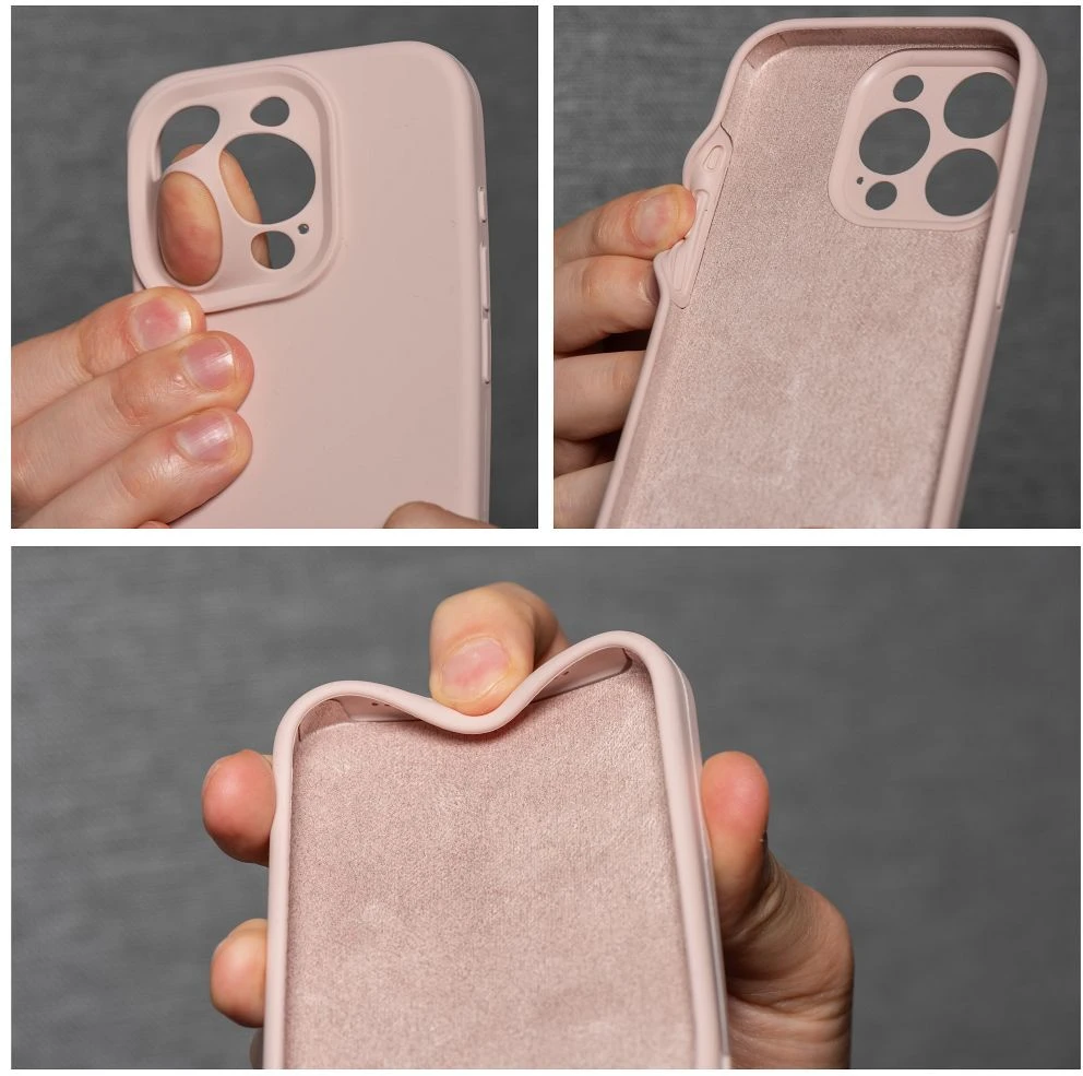 OEM dėklas, skirtas iPhone 17 Pro / 18 Pro (žemas kameros kraštas), silikoninis 2 mm (apsauga nuo kameros), miltelinės rožinės spalvos