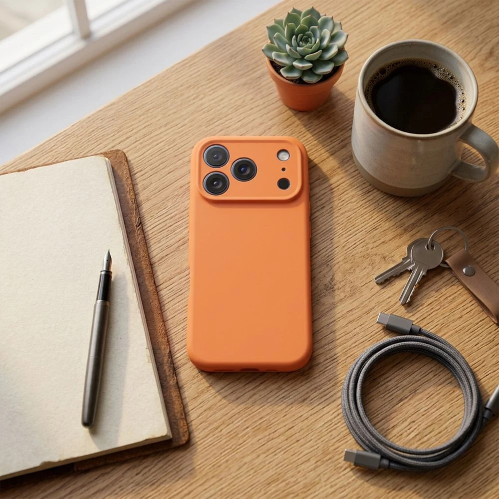 „iPhone 17 Pro / 18 Pro“ dėklas (žemas kameros kraštas), „Forcell F-Protect Rubber Premium“, suderinamas su „MagSafe“, oranžinis