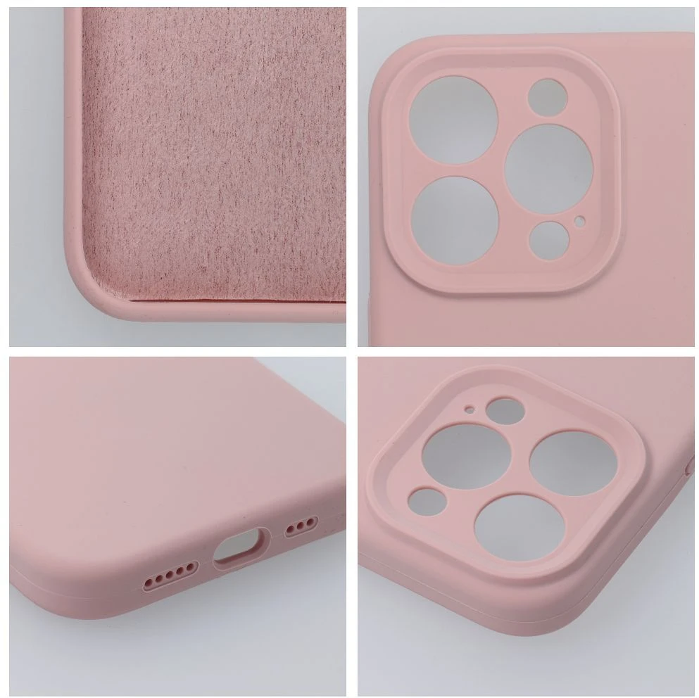 OEM dėklas, skirtas iPhone 17 Pro / 18 Pro (žemas kameros kraštas), silikoninis 2 mm (apsauga nuo kameros), miltelinės rožinės spalvos