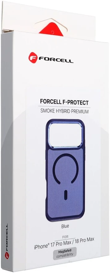 Dėklas, skirtas iPhone 18 Pro Max / 17 Pro Max, „Forcell F-Protect Smoke Hybrid Premium“, suderinamas su „MagSafe“, tamsiai mėlynas