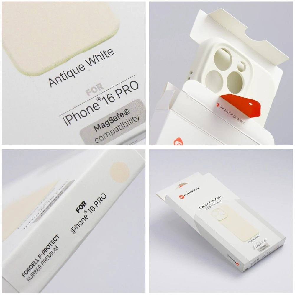 „Forcell F-Protect Rubber Premium“ dėklas, skirtas iPhone 17 Pro Max / 18 Pro Max, suderinamas su MagSafe, antikvarinės baltos spalvos