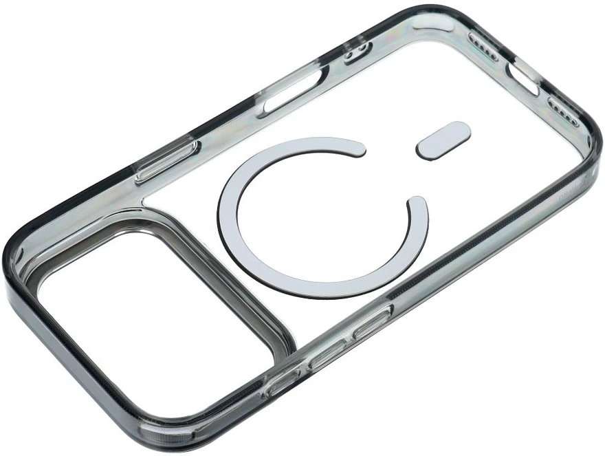 Dėklas Oem Case for iPhone 17 Pro Max / 18 Pro Max Frame Clear Hybrid Mag Cover compatible with MagSafe juoda
