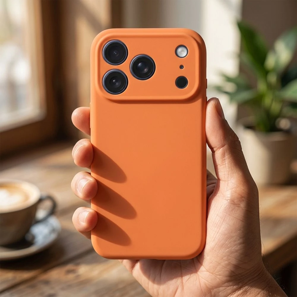 „iPhone 17 Pro Max / 18 Pro Max“ dėklas (žemas kameros kraštas), „Forcell F-Protect Rubber Premium“, suderinamas su „MagSafe“, oranžinis