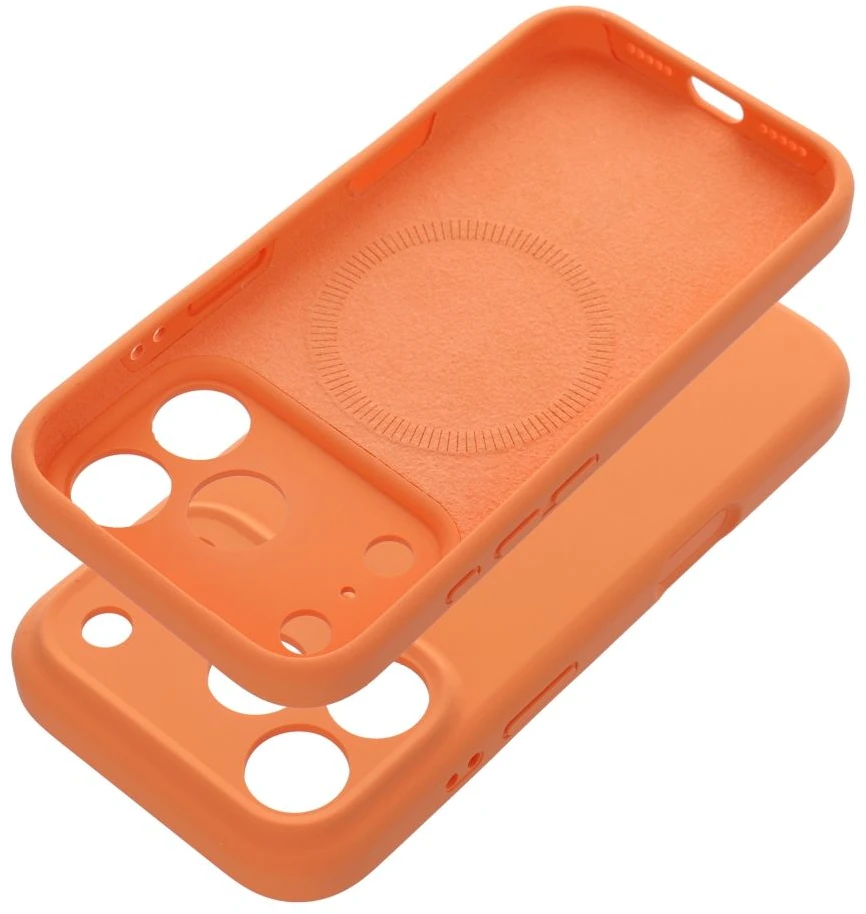 „iPhone 17 Pro Max / 18 Pro Max“ dėklas (žemas kameros kraštas), „Forcell F-Protect Rubber Premium“, suderinamas su „MagSafe“, oranžinis