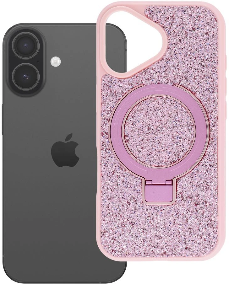 OEM dėklas iPhone 17 Quartz Circle stovu Mag Cover rožinis