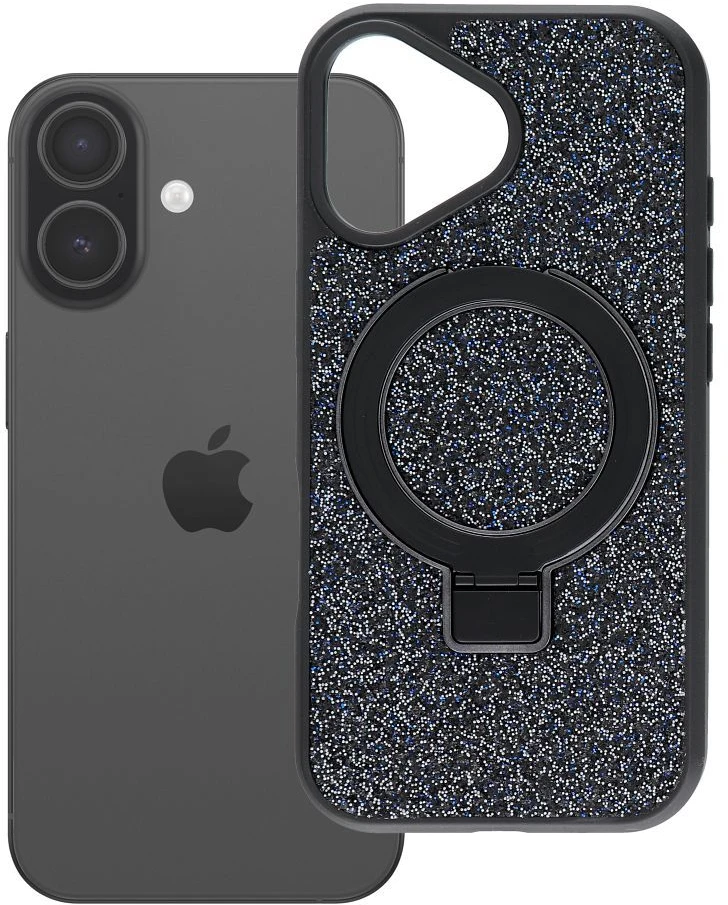 Oem dėklas iPhone 17 Quartz Circle Stand Mag Cover juodas