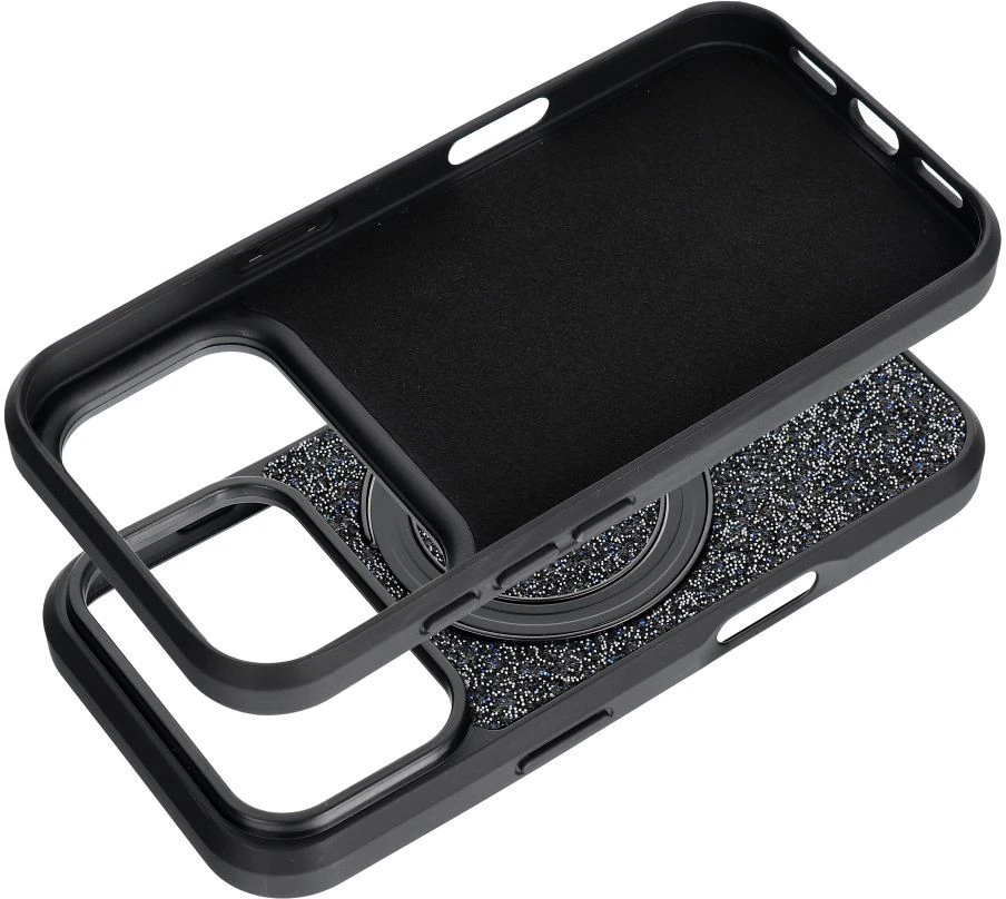 Oem dėklas iPhone 17 Quartz Circle Stand Mag Cover juodas