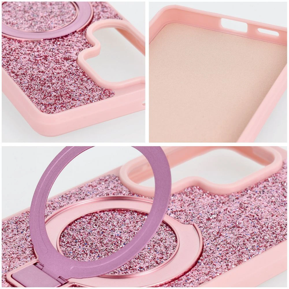 Dėklas Oem Case for iPhone 17 Quartz Circle Stand Mag Cover pink