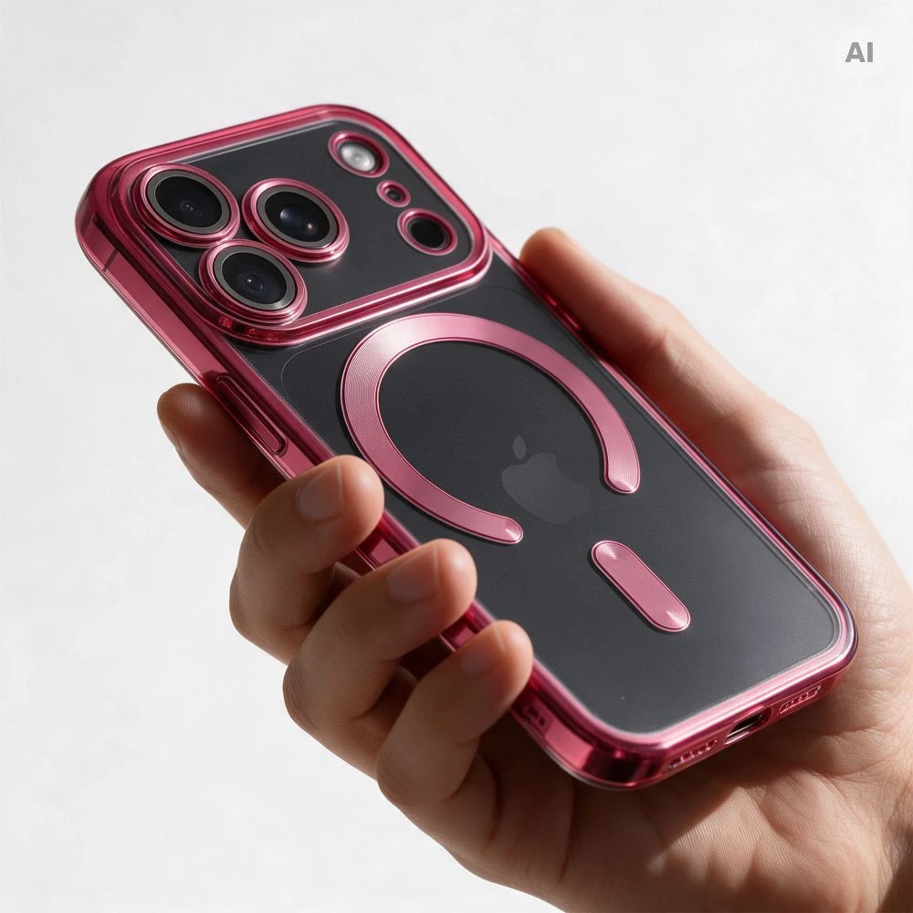 Oem dėklas iPhone 18 Pro / 17 Pro Electro Mag Cover, suderinamas su MagSafe, bordinės spalvos