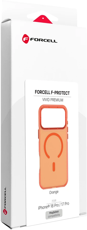Dėklas iPhone 18 Pro / 17 Pro Forcell F-Protect Vivid Premium, suderinamas su MagSafe, oranžinis