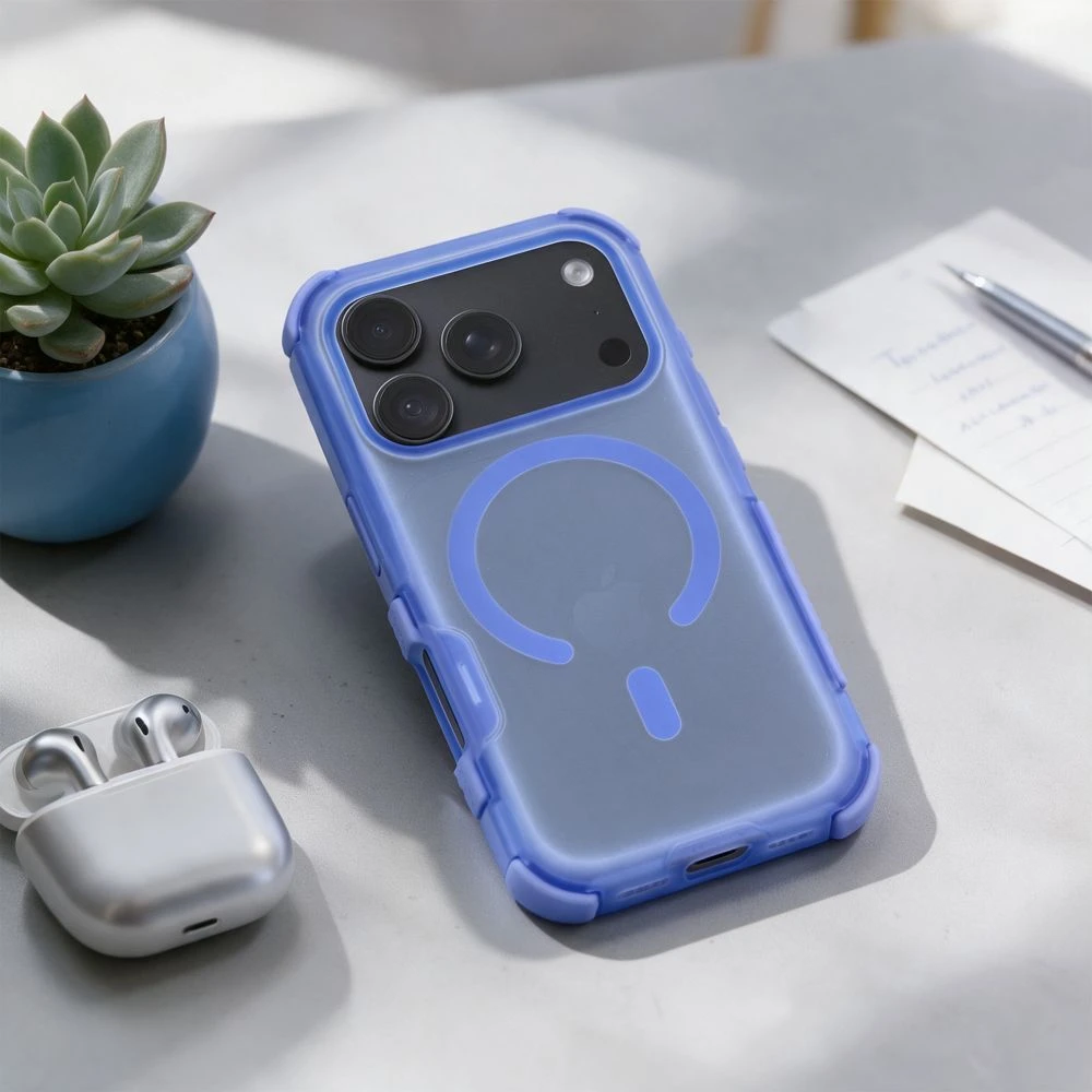 Dėklas „Case for iPhone 18 Pro / 17 Pro Forcell F-Protect BumperX Premium compatible with MagSafe šviesiai mėlynas“