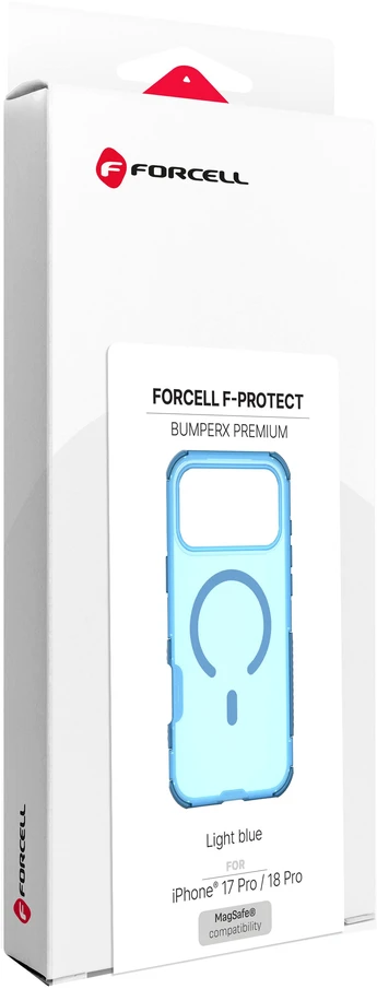 Dėklas „Case for iPhone 18 Pro / 17 Pro Forcell F-Protect BumperX Premium compatible with MagSafe šviesiai mėlynas“