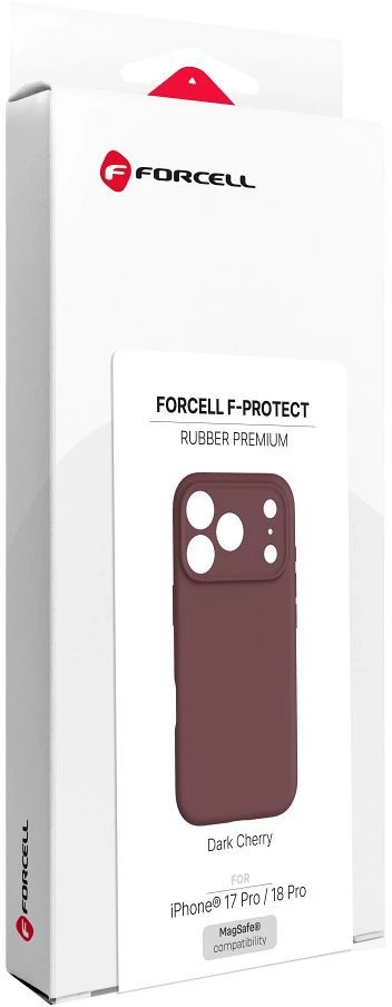 „iPhone 18 Pro / 17 Pro“ dėklas Forcell F-Protect Rubber Premium, suderinamas su MagSafe, bordo spalvos