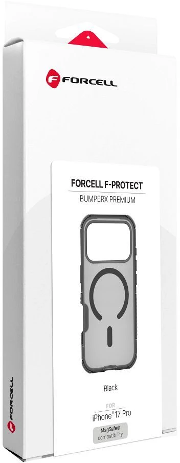 Forcell F-Protect BumperX Premium dėklas, skirtas iPhone 18 Pro / 17 Pro, suderinamas su MagSafe, juodas