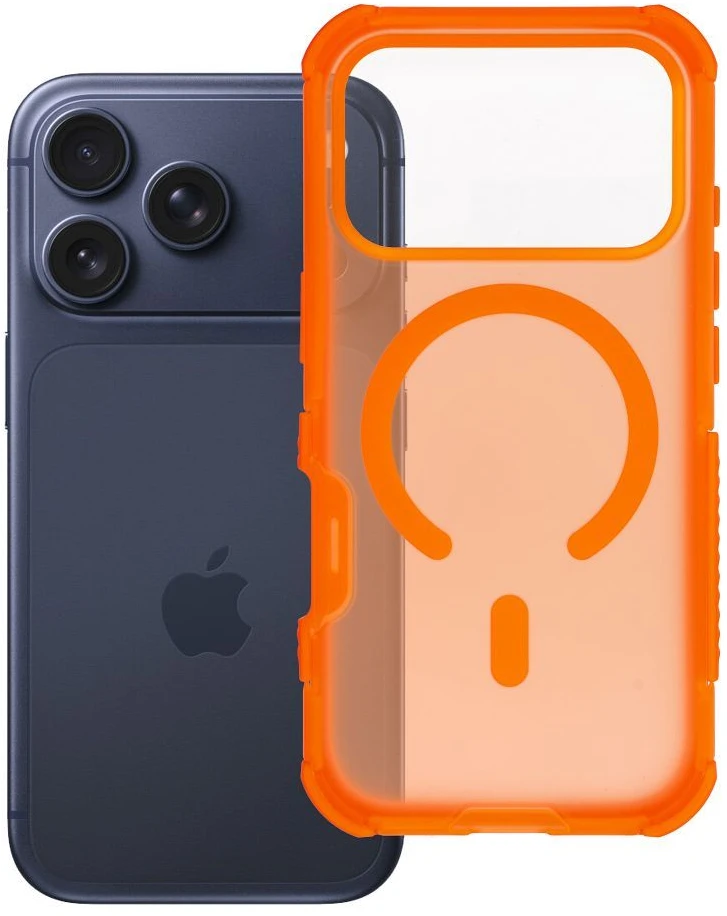 Dėklas, skirtas iPhone 18 Pro / 17 Pro, Forcell F-Protect BumperX Premium, suderinamas su MagSafe, oranžinės spalvos