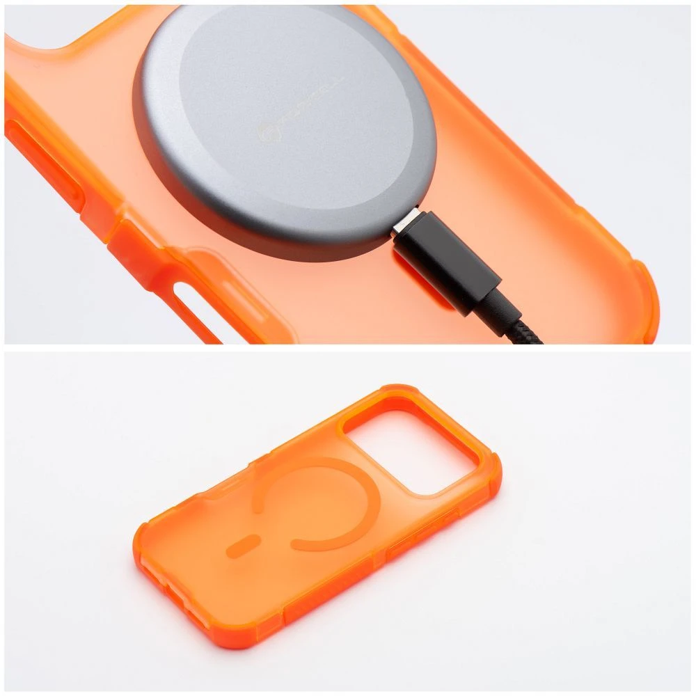 Dėklas, skirtas iPhone 18 Pro / 17 Pro, Forcell F-Protect BumperX Premium, suderinamas su MagSafe, oranžinės spalvos