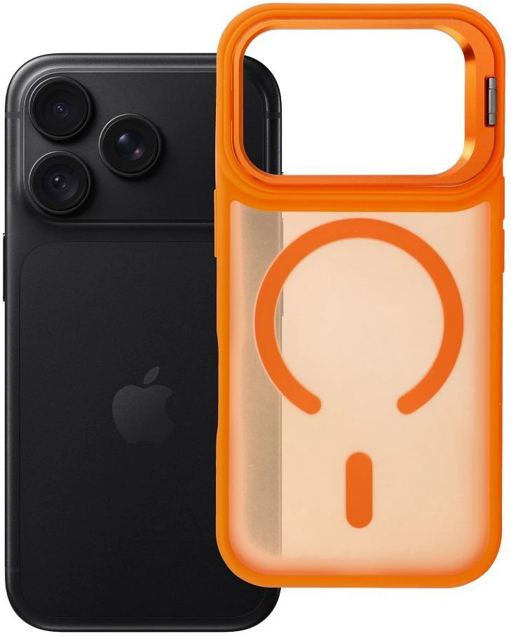 Dėklas Apyrankė iPhone 18 Pro / 17 Pro Forcell F-Protect Shadow Stand Premium suderinama su MagSafe oranžinė