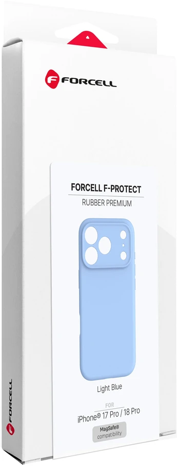 iPhone 18 Pro / 17 Pro dėklas Forcell F-Protect Rubber Premium, suderinamas su MagSafe, šviesiai mėlynas