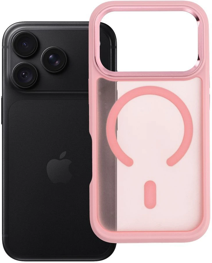 "Dėklas, skirtas iPhone 18 Pro / 17 Pro Forcell F-Protect Smoke Hybrid Premium, suderinamas su MagSafe, rožinės spalvos"