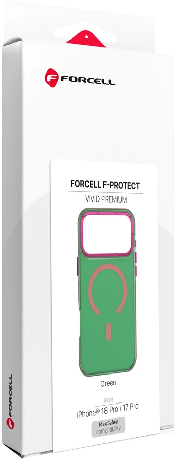 Dėklas iPhone 18 Pro / 17 Pro Forcell F-Protect Vivid Premium, suderinamas su MagSafe, žalias