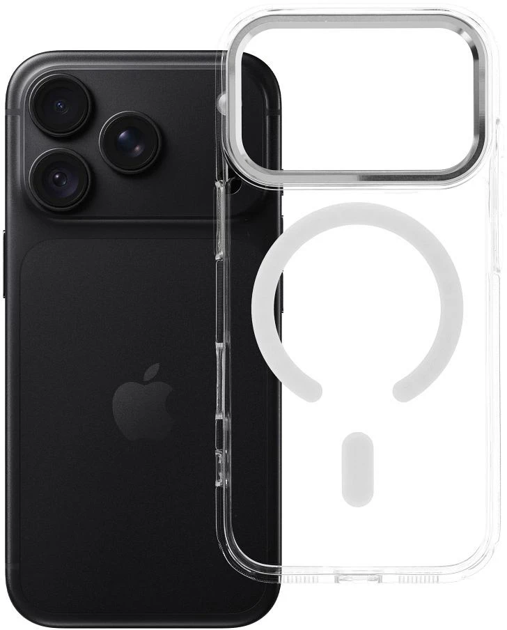 Oem dėklas, skirtas iPhone 18 Pro / 17 Pro, rėmelis skaidrus, hibridinis, Mag dėklas, suderinamas su MagSafe, permatomas