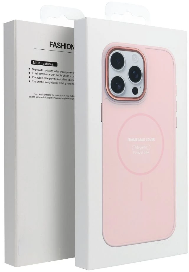 Dėklas Oem Case for iPhone 18 Pro / 17 Pro Frame Mag Cover compatible with MagSafe powder pink