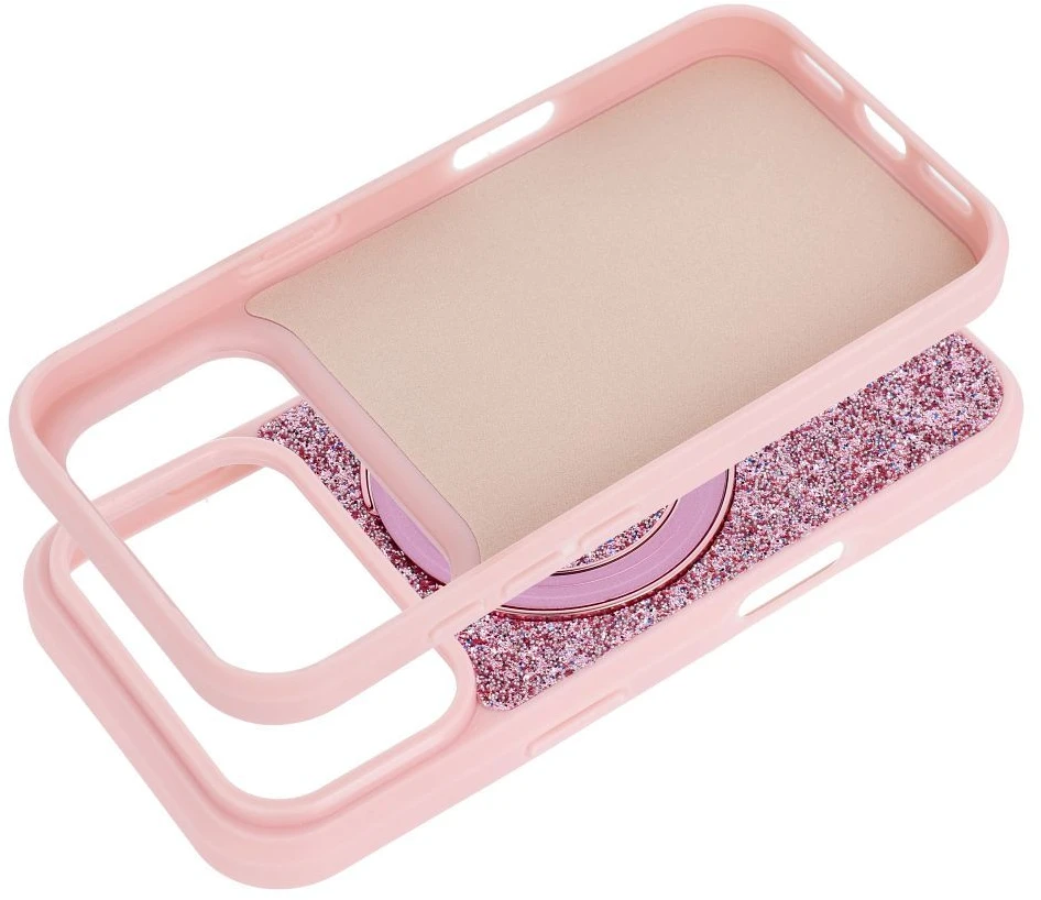 Oem dėklas iPhone 18 Pro / 17 Pro Quartz Circle Stand Mag Cover rausvas