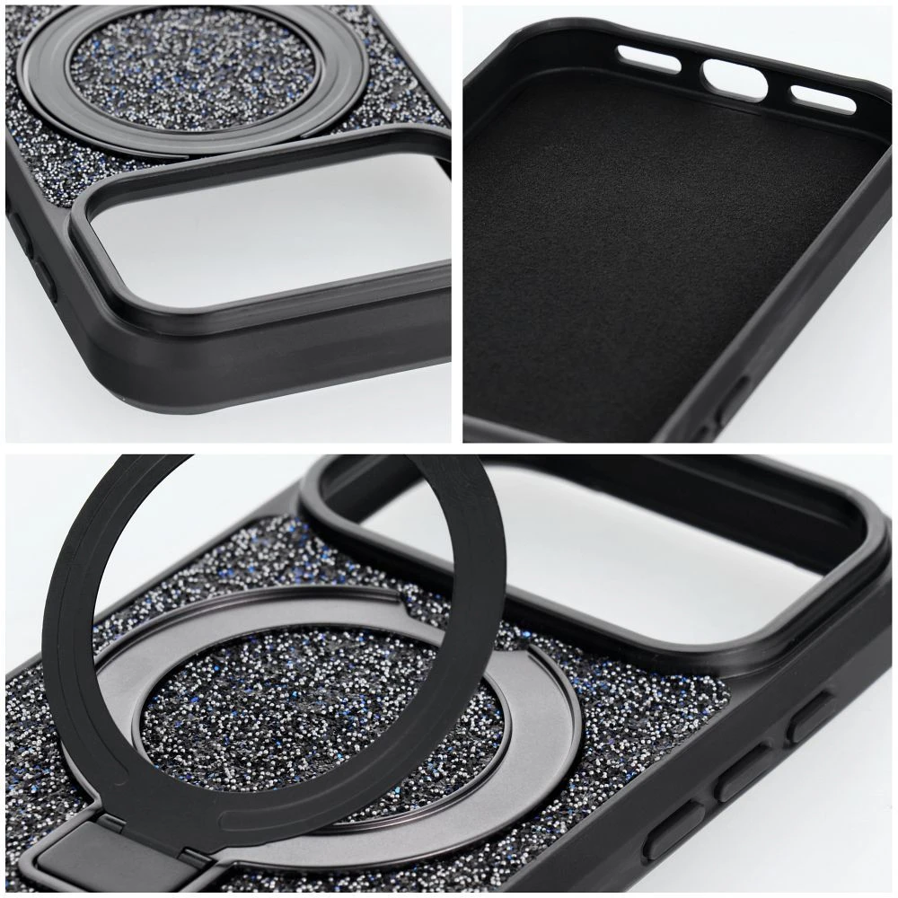 Oem dėklas iPhone 18 Pro / 17 Pro Quartz Circle stand Mag dangtelis juodas