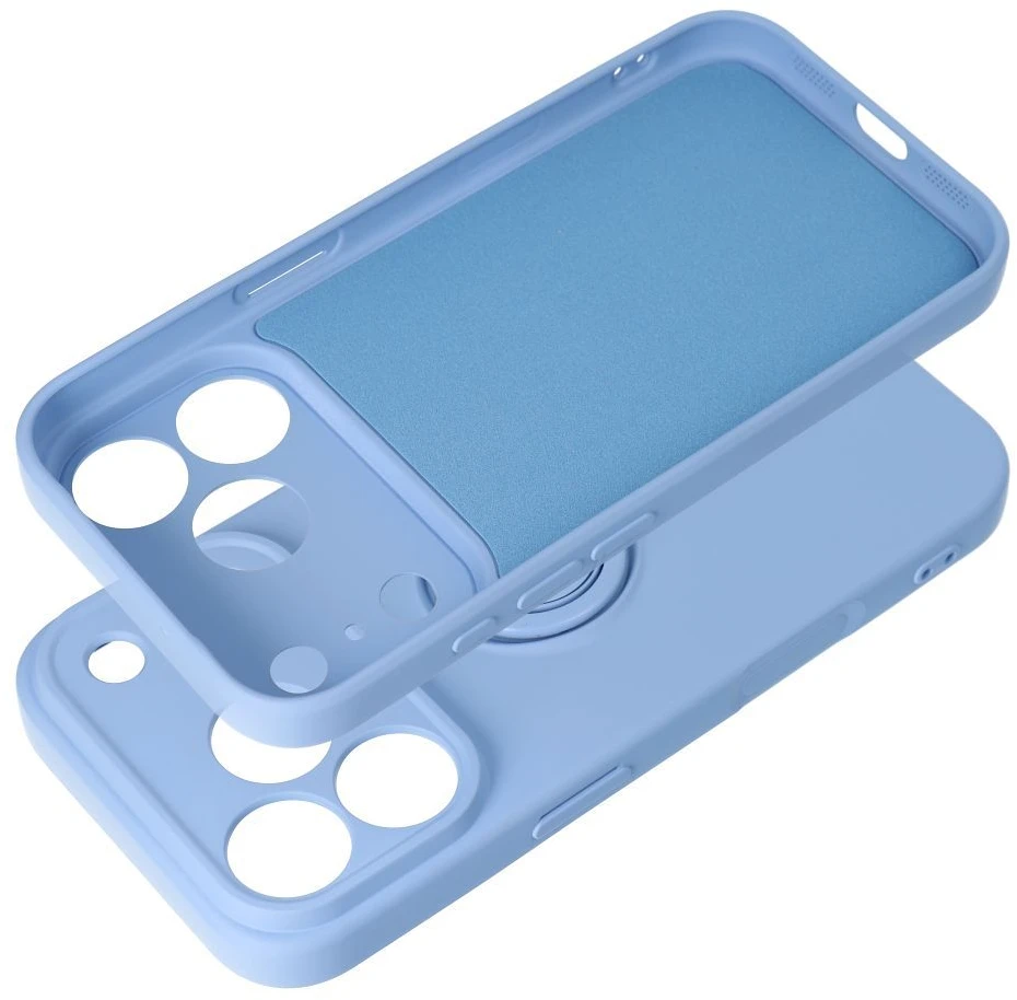 Oem dėklas, skirtas iPhone 18 Pro / 17 Pro, silikoninis su žiediniu apšvietimu, mėlynas