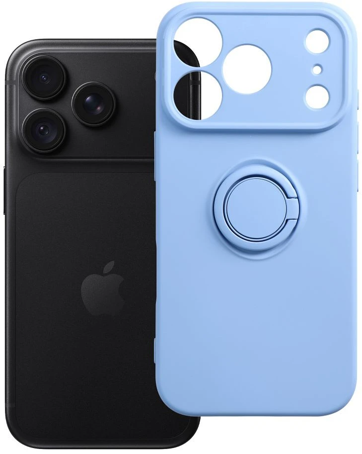 Oem dėklas, skirtas iPhone 18 Pro / 17 Pro, silikoninis su žiediniu apšvietimu, mėlynas