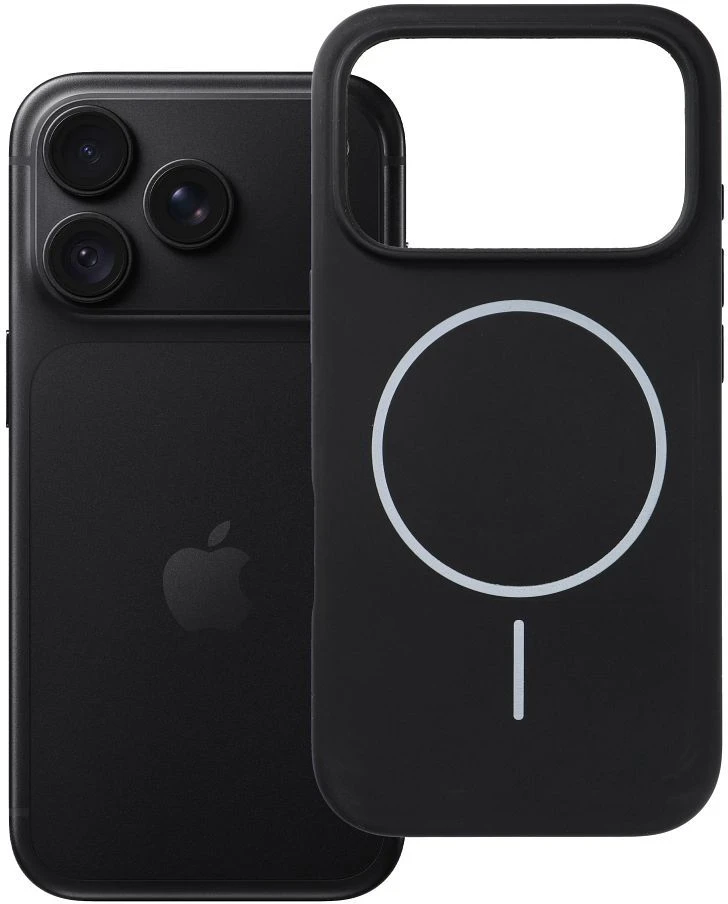 Dėklas Oem Case for iPhone 18 Pro / 17 Pro Silicone 2mm (big hole) compatible with MagSafe juodas