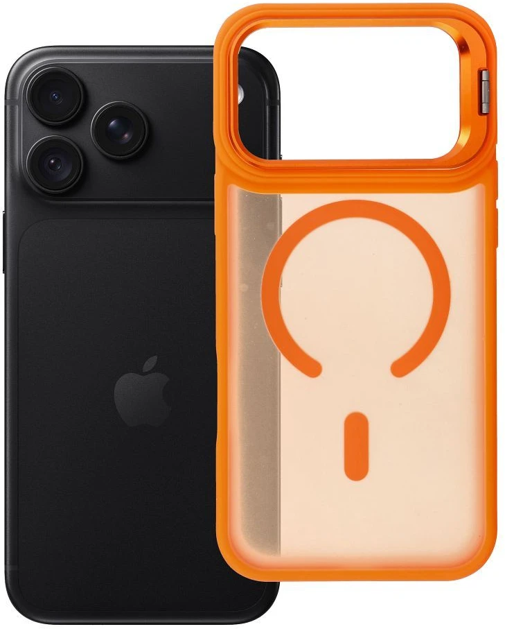 Dėklas Apykaklė iPhone 18 Pro Max / 17 Pro Max Forcell F-Protect Shadow Stand Premium suderinama su MagSafe oranžinė