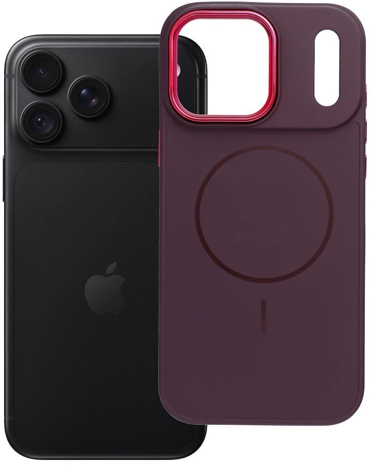Oem dėklas iPhone 18 Pro Max / 17 Pro Max su MagSafe suderinamu Mag dangteliu, tamsiai vyšninės spalvos