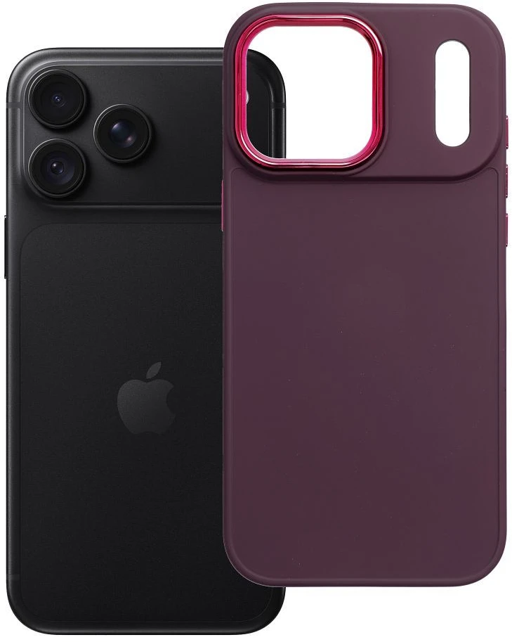 OEM dėklas iPhone 18 Pro Max / 17 Pro Max su rėmeliu, bordo spalvos