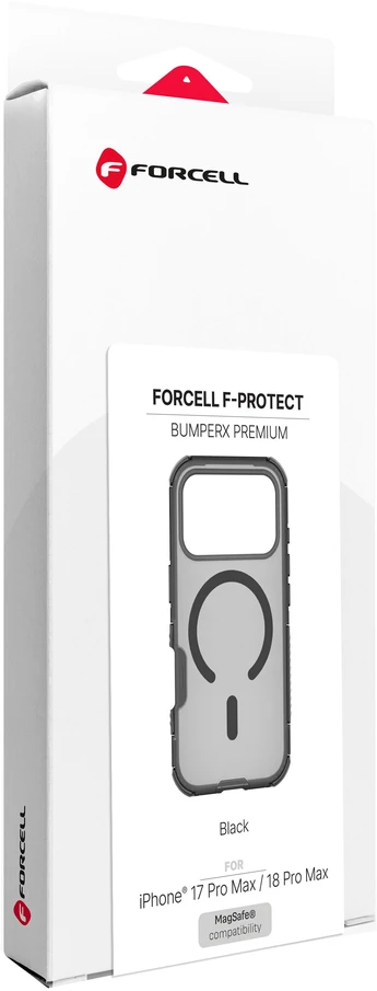 Dėklas Case for iPhone 18 Pro Max / 17 Pro Max Forcell F-Protect BumperX Premium, suderinamas su MagSafe, juodos spalvos