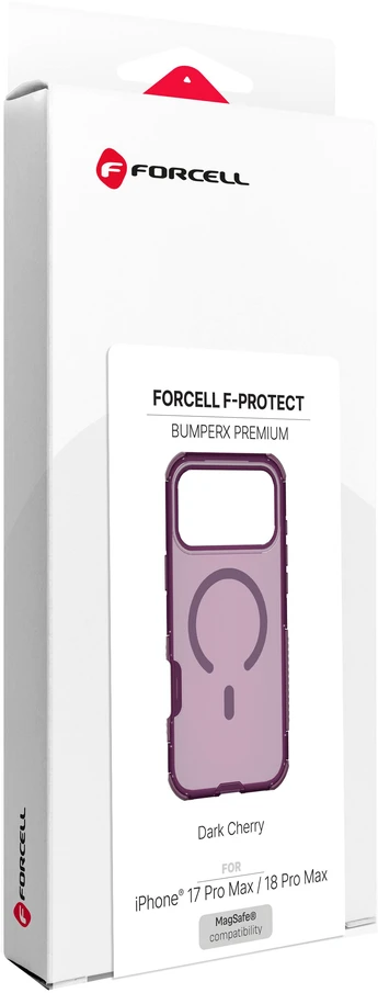 „iPhone 18 Pro Max / 17 Pro Max dėklas Forcell F-Protect BumperX Premium, suderinamas su MagSafe, tamsios vyšnios spalvos“