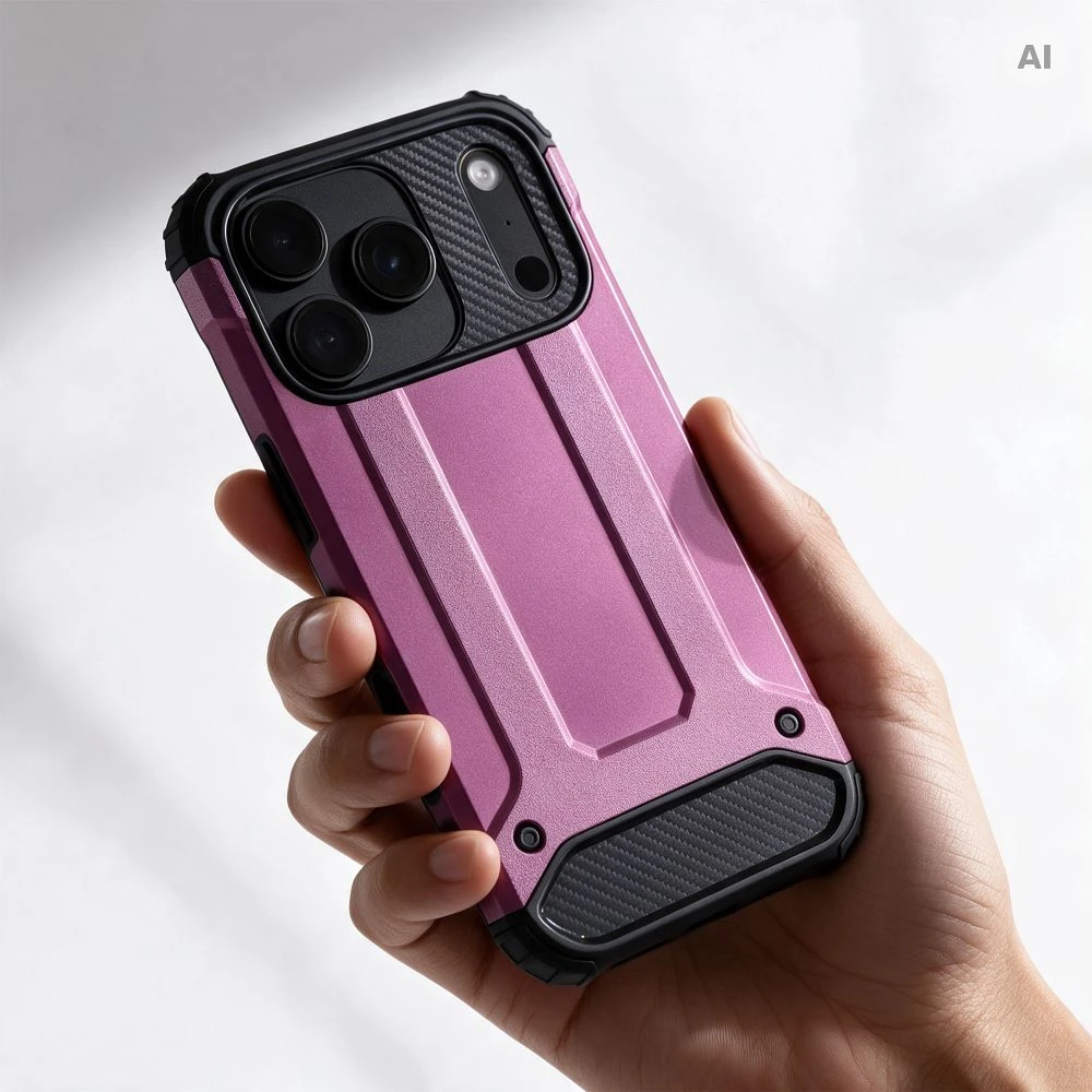 Oem dėklas iPhone 18 Pro Max / 17 Pro Max Armor bordo spalvos