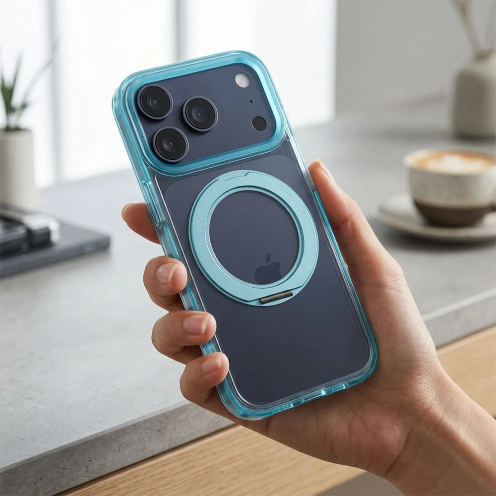 Dėklas Oem Case for iPhone 18 Pro Max / 17 Pro Max Frame Circle Stand compatible with MagSafe light mėlynas