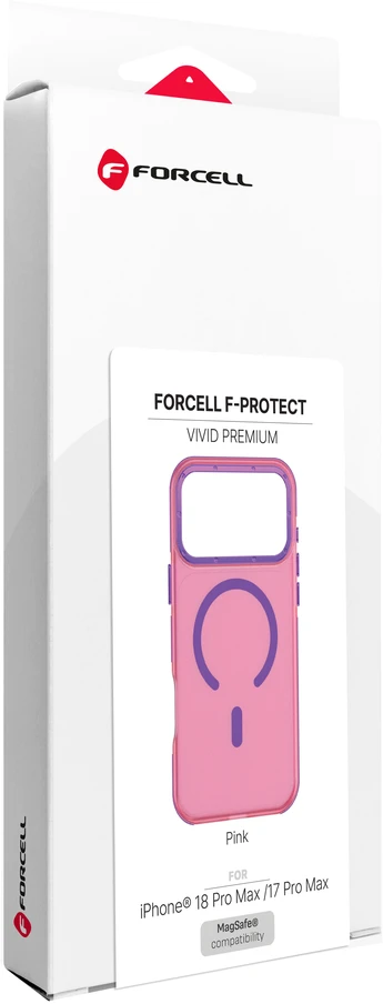 Dėklas iPhone 18 Pro Max / 17 Pro Max Forcell F-Protect Vivid Premium, suderinamas su MagSafe, rožinis