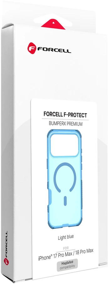 Dėklas „Korpusas iPhone 18 Pro Max / 17 Pro Max Forcell F-Protect BumperX Premium, suderinamas su MagSafe, šviesiai mėlynas“