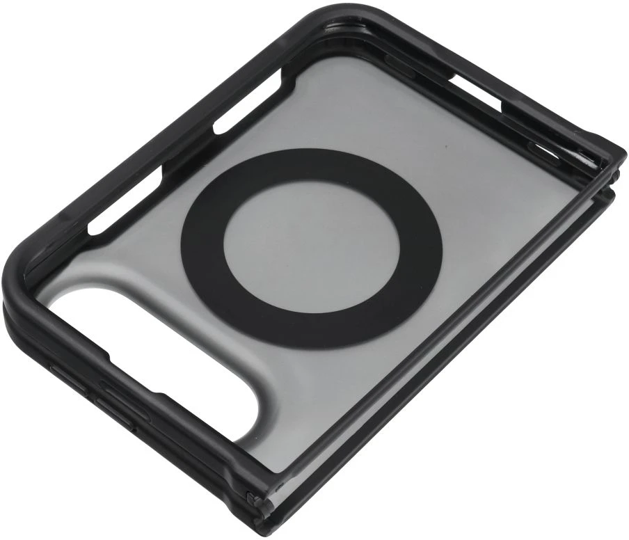 Case for iPhone Duo Forcell F-Protect 4sD-i Smoke Hybrid Kickstand Premium compatible with MagSafe juodas