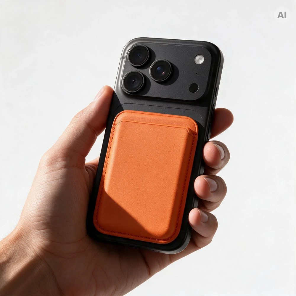 Oem Magnetic Card Holder compatible with MagSafe MagWallet oranžinis
