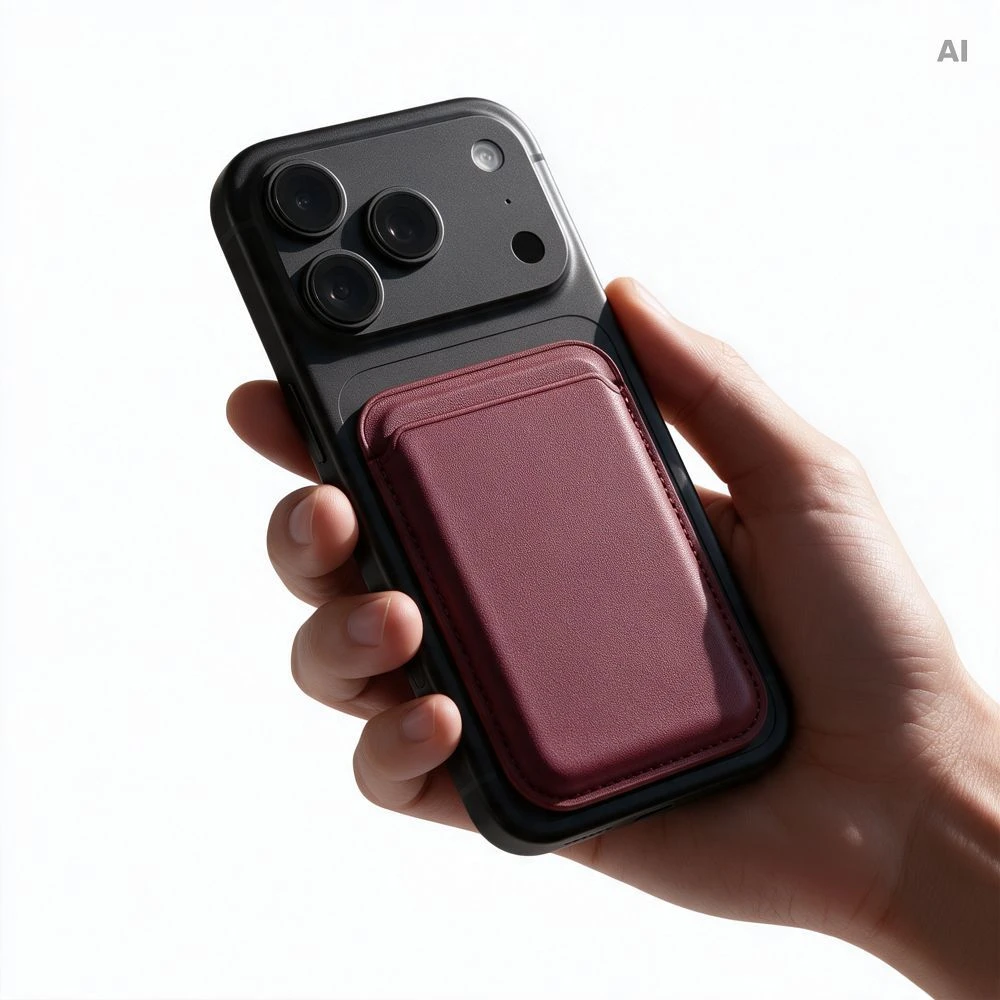 Oem Magnetic Card Holder compatible with MagSafe MagWallet dark cherry