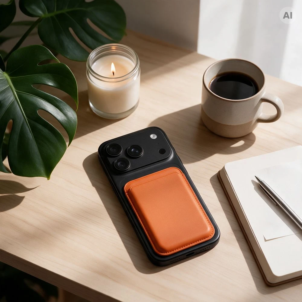 Oem Magnetic Card Holder compatible with MagSafe MagWallet oranžinis
