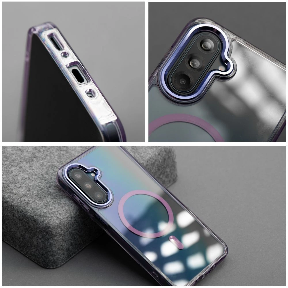 Oem Dėklas na Samsung A07 / A08 Frame Clear Hybrid Mag Cover zgodny su MagSafe violetinė