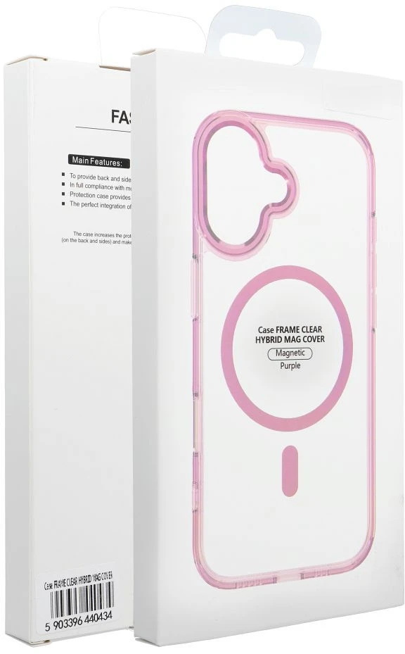 Oem Dėklas na Samsung A07 / A08 Frame Clear Hybrid Mag Cover zgodny su MagSafe pudrowy róż
